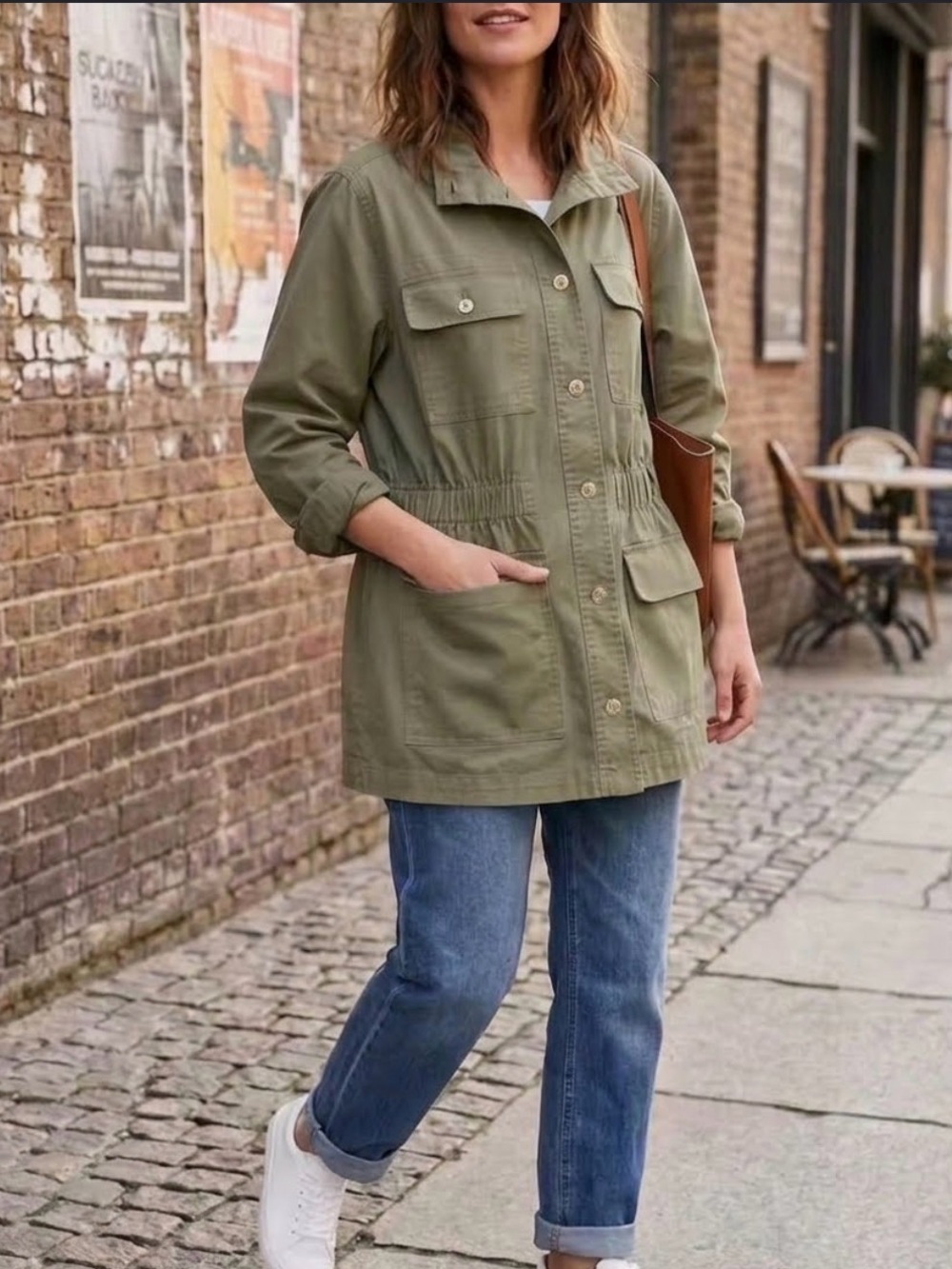 Michael Kors Women 100% Cotton 3x Olive Utility Jacket Button Up Anorak NWOT